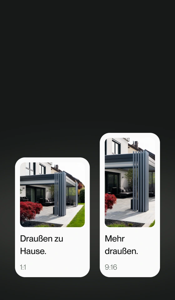 Pergola-Kreativmotiv in eigenständiger quadratischer und hochformatiger Gestaltung.
