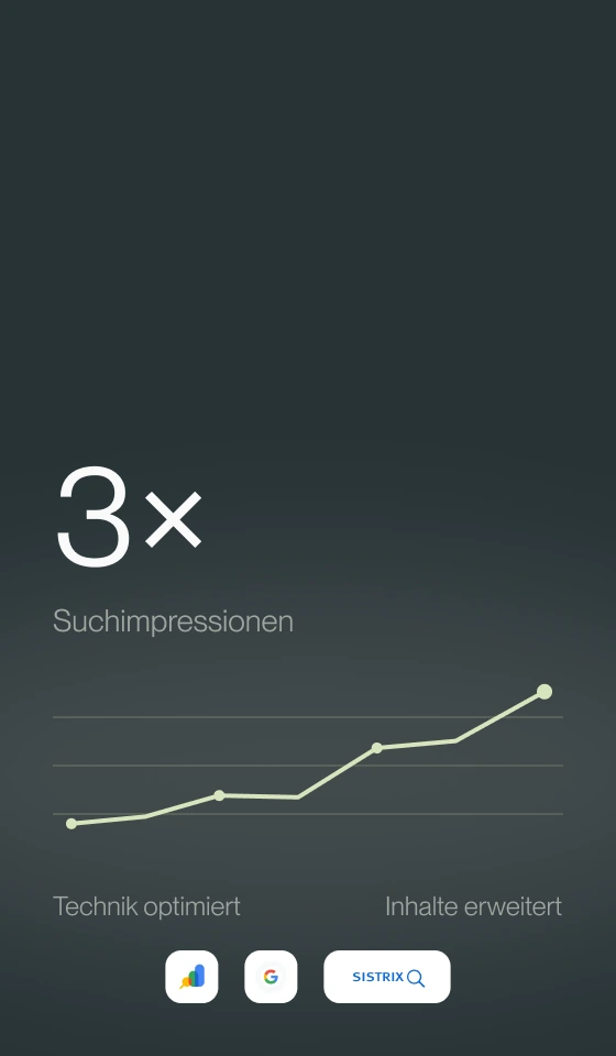 Suchimpressionen mit Verlauf, Optimierungsschritten und zugehörigen Analysewerkzeugen.