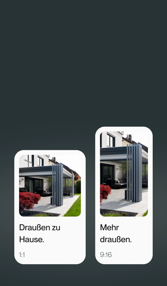 Pergola-Kreativmotiv in eigenständiger quadratischer und hochformatiger Gestaltung.