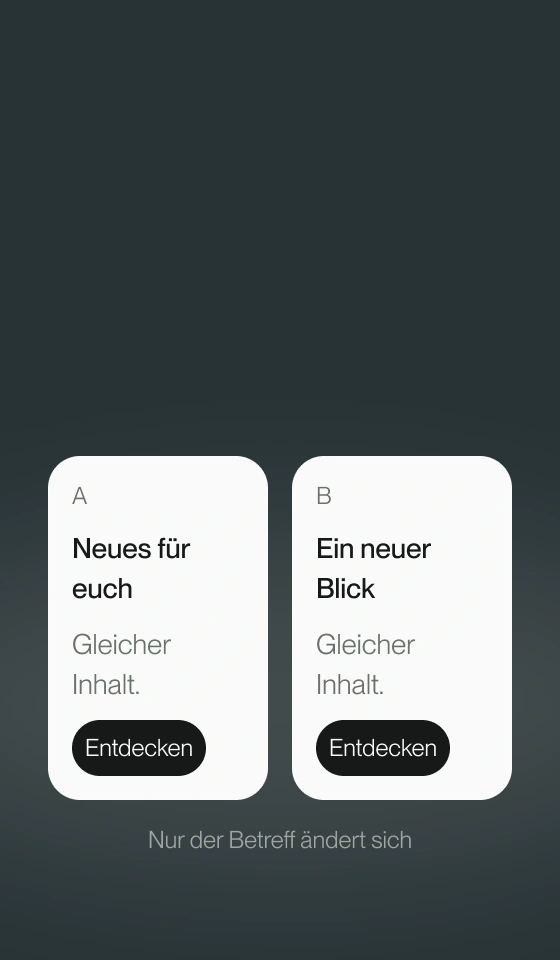 Zwei E-Mail-Betreffzeilen im Vergleich bei gleichbleibendem Nachrichteninhalt.